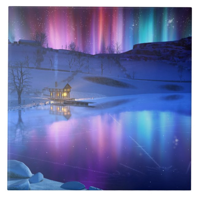 Winter Rainbow Decorative Tile / Trivet (Front)