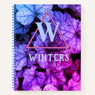 Winter Rainbow Monogram - Colourful Foliage Notebo Notebook