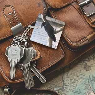 Winter Raven Forest Key Ring