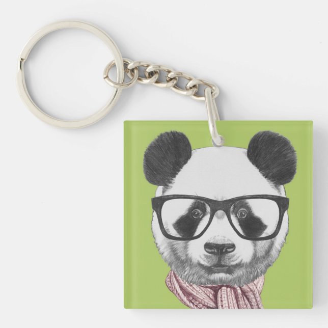 Winter Ready Panda Bear Key Ring (Front)