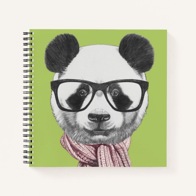 Winter Ready Panda Bear Notebook (Front)
