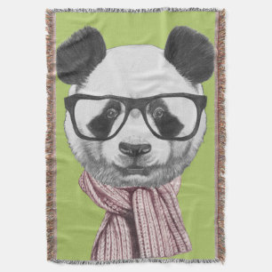 Winter Ready Panda Bear Throw Blanket