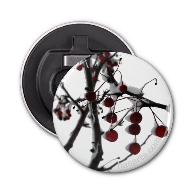 Winter Red Berries Bottle Opener (Front)