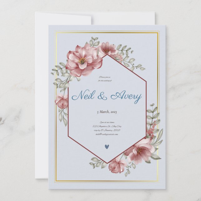 Winter Red Berries Christmas Wedding Invitation (Front)