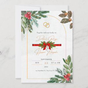 Winter Red Berries Christmas Wedding invitations.  Invitation