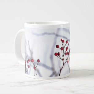Winter Red Berries White Snow Large Coffee Mug