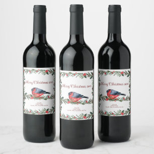 Winter Red Bird Botanical Wine Label