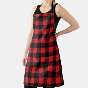Winter Red Black Plaid Apron
