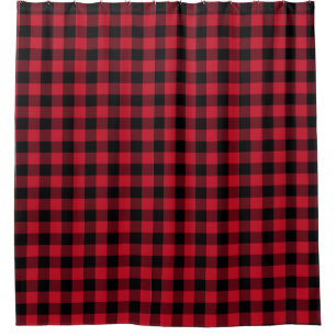 Winter Red Buffalo Check Plaid Shower Curtain