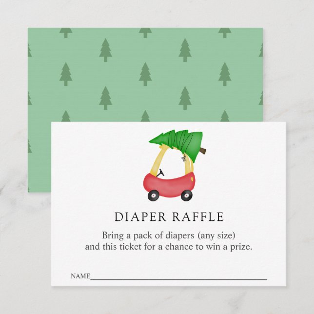 Winter Red Car Diaper Raffle insert card (Front/Back)