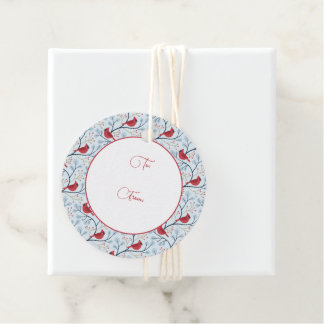 Winter Red Cardinal Bird Favour Tags