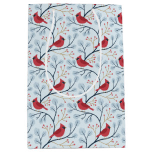 Winter Red Cardinal Bird Medium Gift Bag