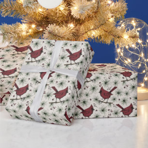 Winter Red Cardinal Pattern Wrapping Paper