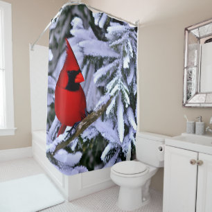 Winter Red Cardinal Shower Curtain