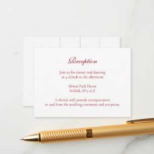 Winter Red Christmas Bauble Ornaments Wedding Enclosure Card