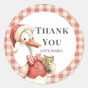 Winter Red Christmas Silly Goose 1st birthday Classic Round Sticker
