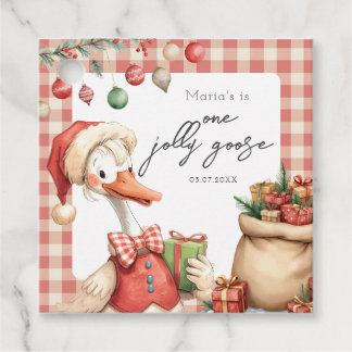 Winter Red Christmas Silly Goose  1st birthday Favour Tags