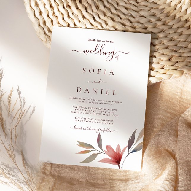 Winter Red Flower Watercolor Wedding Invitation (Creator Uploaded)