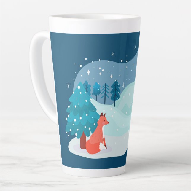 Winter Red Fox Latte Mug (Left Angle)