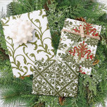 Winter Red Green Damask Traditional Christmas Wrapping Paper Sheet<br><div class="desc">A trio of designs for your gifts. This set includes a trio of Winter Damask designs.  View our full line of gift wrap products in our Zazzle store.</div>