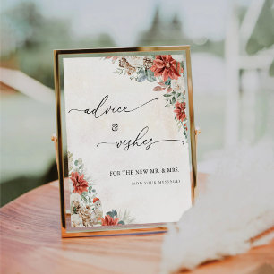 Winter Red Greenery Pinecone Advice & Wishes Pedestal Sign