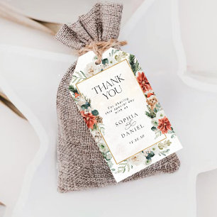 Winter Red Greenery Pinecone Thank You Gift Tag