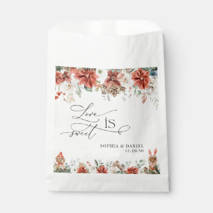 Winter Red Greenery Pinecone Wedding Favour Bags