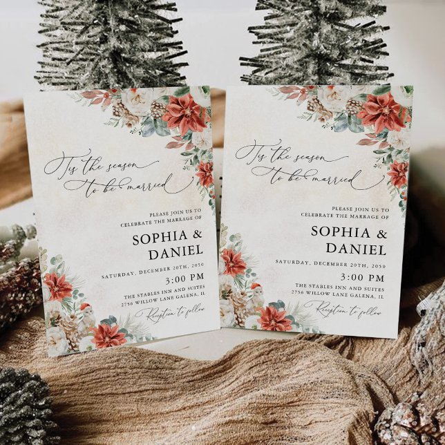 Winter Red Greenery Pinecone Wedding Invitation (Creator Uploaded)
