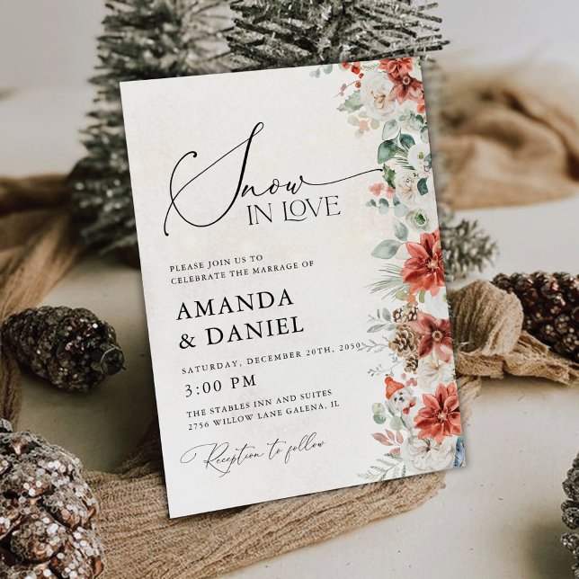 Winter Red Greenery Pinecone Wedding Invitation (Creator Uploaded)