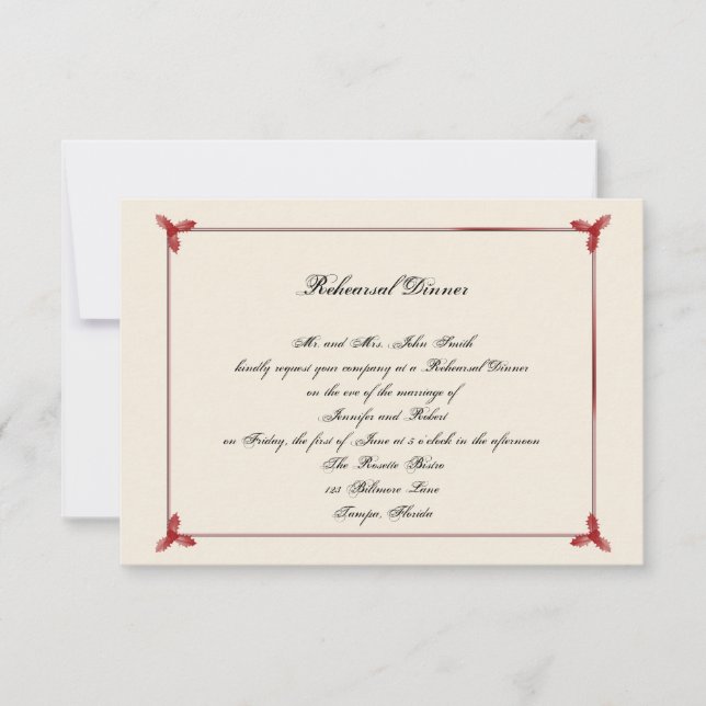 Winter Red Mistletoe Wedding Rehearsal Dinner Invitation (Front)