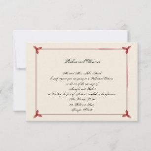 Winter Red Mistletoe Wedding Rehearsal Dinner Invitation