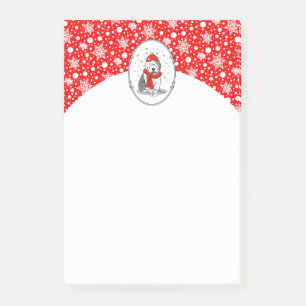 Winter (Red) Old English Sheepdog Gray 1 Holiday Post-it Notes