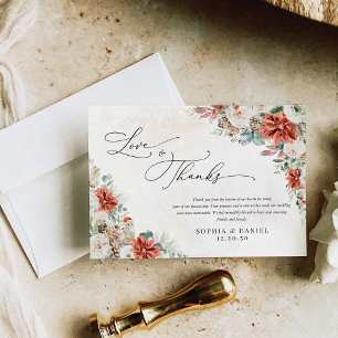 Winter Red Pinecone Wedding Thank You Cards