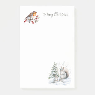 Winter Red Robin Squirrel Christmas Post-it Notes