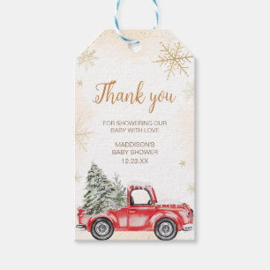 Winter Red Truck Baby Shower Favour Tags