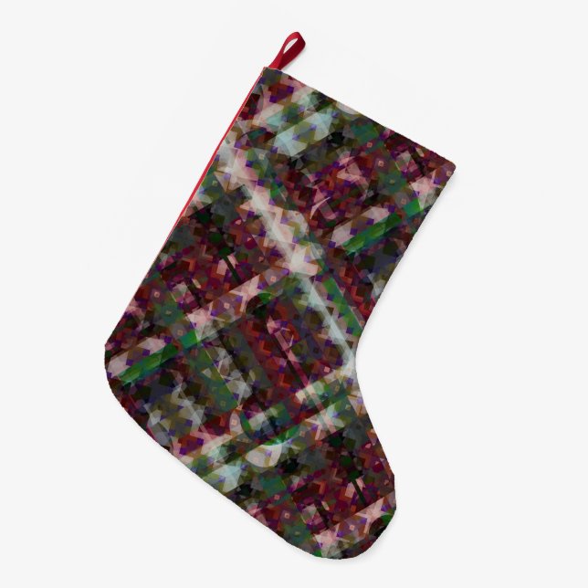 winter reddish green  large christmas stocking (Front (Hanging))
