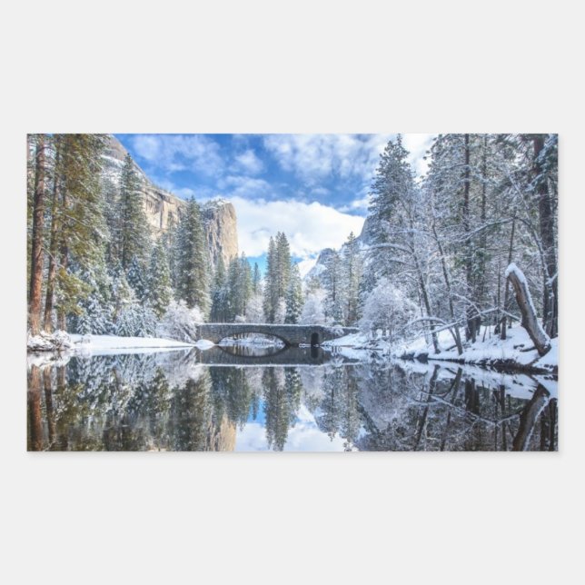 Winter Reflection at Yosemite Rectangular Sticker (Front)