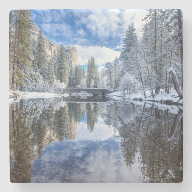 Winter Reflection at Yosemite Stone Coaster (Front)