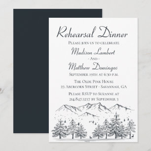 Winter Rehearsal Dinner Mountain Nature Wedding Invitation