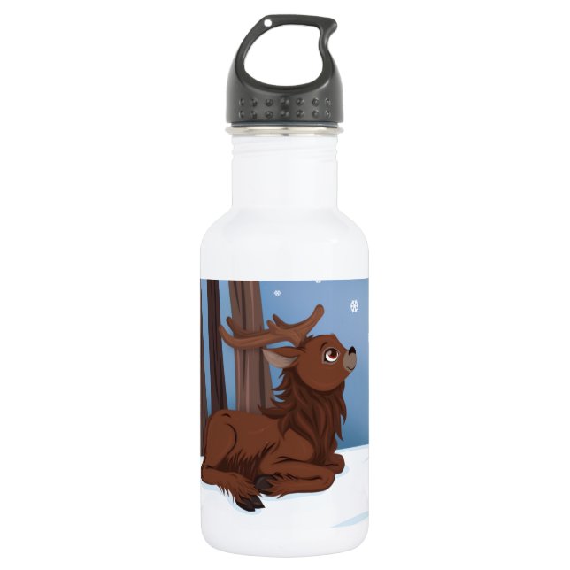 Winter Reindeer 532 Ml Water Bottle (Front)