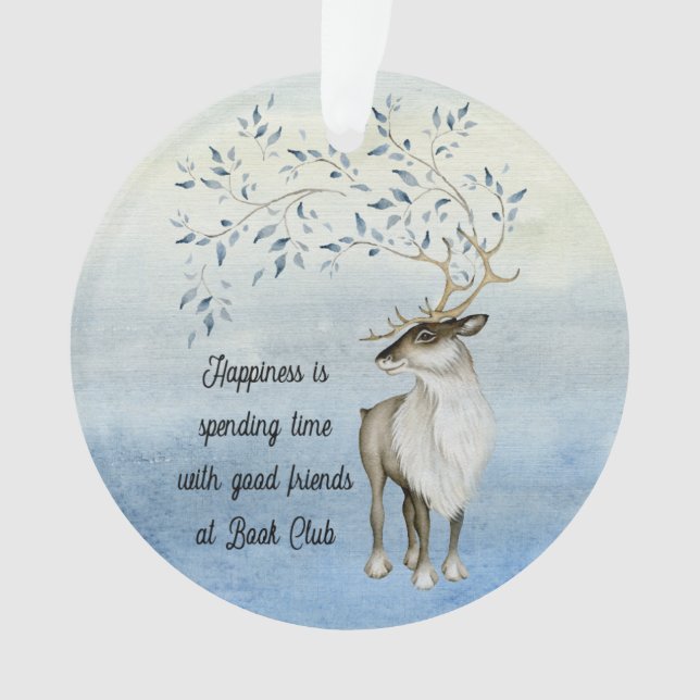 Winter Reindeer Book Club Friendship Quote Ornament (Front)