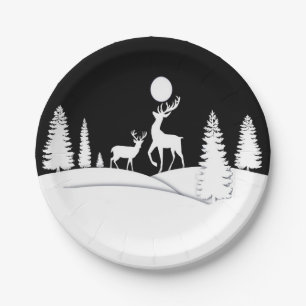 Winter Reindeer Paper Plate