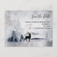 Winter Reindeer Rustic Watercolor Save the Date