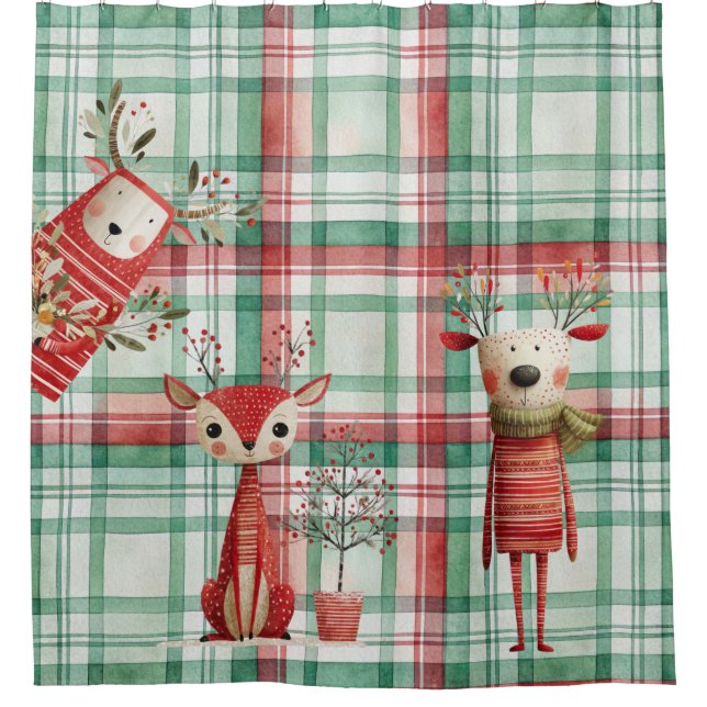 Winter reindeer shower curtain (Front)