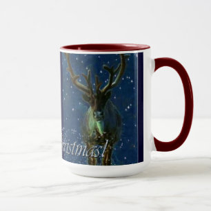 Winter Reindeer, Snow & Merry Christmas Design Mug