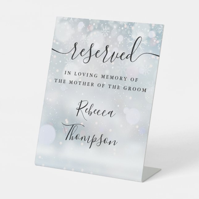 Winter Reserved Mother Of The Groom Memorial Pedestal Sign (Front)