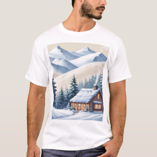 Winter Retreat: Cabin in the Snowy Mountains T-Shirt