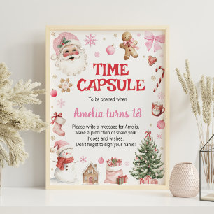Winter Retro Christmas Birthday Time Capsule Sign