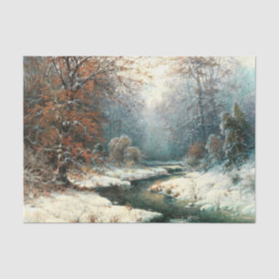 Winter River Landscape, Decoupage Tissue Paper