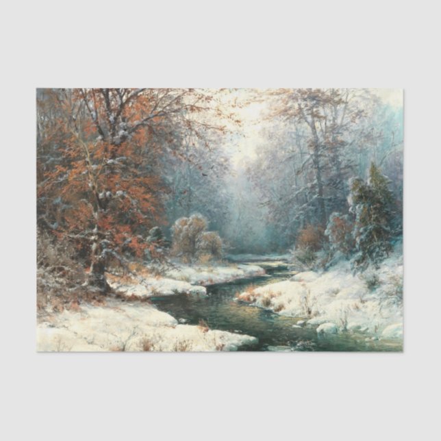 Winter River Landscape, Decoupage Tissue Paper (Front)